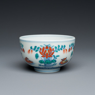 A Chinese doucai 'mandarin ducks' bowl, Chenghua mark, probably Qing