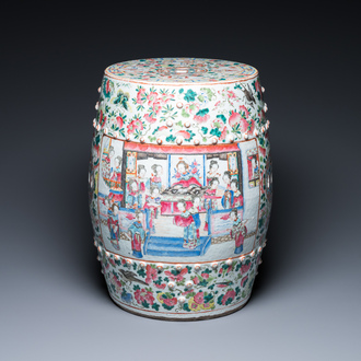 A Chinese famille rose garden seat, 19th C.
