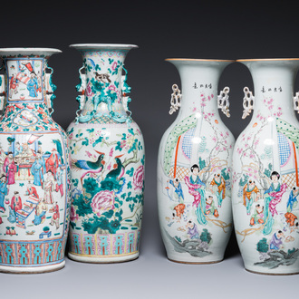 Four Chinese famille rose vases, 19/20th C.