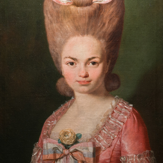 Franse school: Portret van Mademoiselle de Mirabelle, olie op doek, 18e eeuw