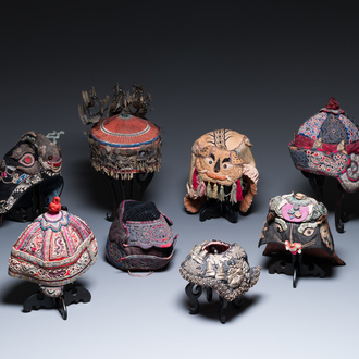 Eight Chinese children's hats, 19/20th C.