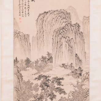 Wu Hufan 吴湖帆 (1894-1968): 'Berglandschap in de herfst', inkt op papier, gedat. juni 1946