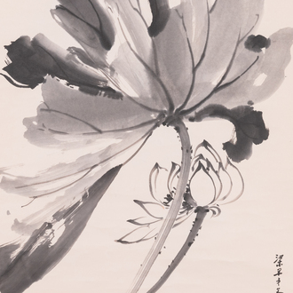 Liang Danfong 梁丹丰 (1935-2021): 'Lotus', inkt op papier, gedateerd 1976