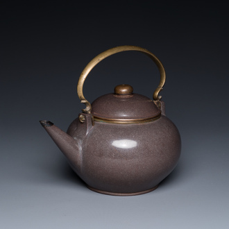 A Chinese polished purple Yixing stoneware teapot and cover for the Thai market, 19th C.