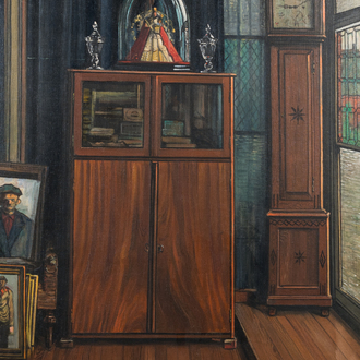 Achille Van Sassenbrouck (1886-1979): 'Our cupboard', view on the painter's interior, oil on canvas