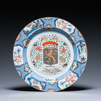 A large Chinese famille verte armorial 'Provinces' dish with the arms of Brabant, Kangxi