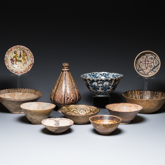Eleven various Islamic pottery wares, 10th C. and later