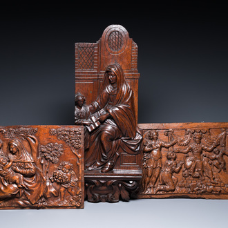 Three carved wooden panels, France and Flanders, 17th C.