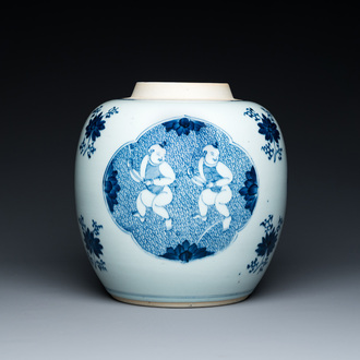A Chinese blue and white 'Hehe Erxian' jar, Kangxi
