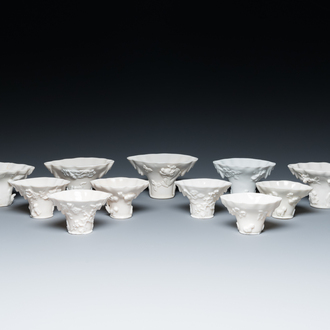 Eleven Chinese Dehua blanc de Chine cups, 17th C. and later