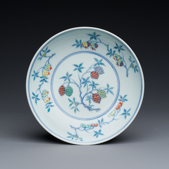 A fine Chinese doucai 'fruits' plate, Kangxi