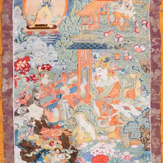 A Chinese woven thangka of a Shambhala king, Republic