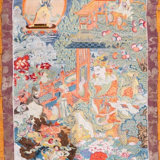 Een Chinese gewoven thangka van een Shambhala koning, Republiek