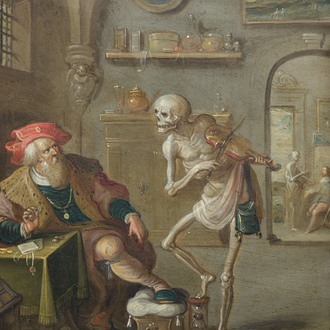 Frans Francken II (1581-1642) and workshop: 'Death and the Miser', oil on copper