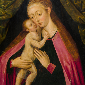 Flemish school: Virgin and Child, oil on panel, 16/17th C.
