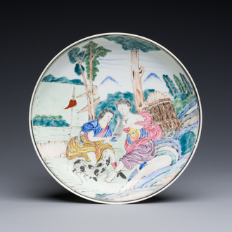 A Chinese famille rose export porcelain 'mythological subject' plate, Yongzheng/Qianlong