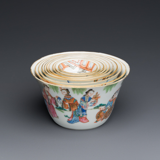 A set of ten Chinese famille rose nesting bowls, Daoguang mark and of the period