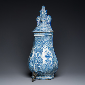A massive Dutch Delft blue and white cistern and cover, 1st half 18th C.