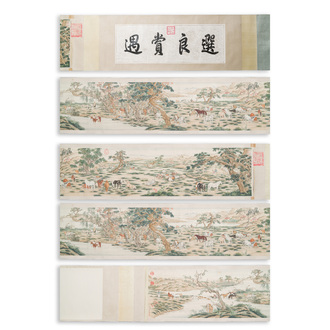 Chinese school, after Giuseppe Castiglione 郎世寧 (1688-1766): '100 horses', handscroll, ink and colour on paper, 18/19th C.