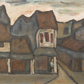 Bui Xuan Phai (Vietnam, 1920-1988): 'Vue d'une rue à Hanoi', huile sur toile, daté 1986