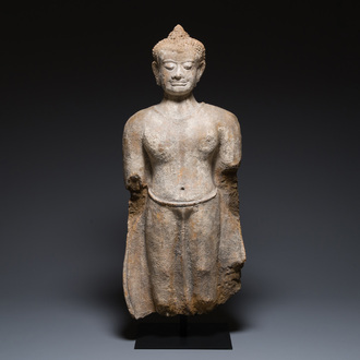 A large Thai stucco sculpture of Buddha Shakyamuni, Haripunchai region, 13th C.