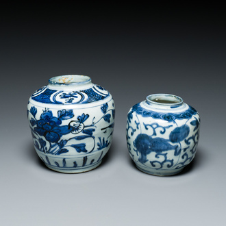 Two Chinese blue and white jars, Ming