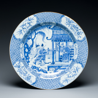 A Chinese blue and white 'Romance of the Three Kingdoms' dish, Yongzheng