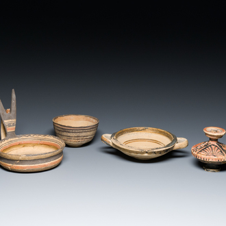 Four Greek and Roman pottery wares, Southern Italy, 5/4th C. b.C.