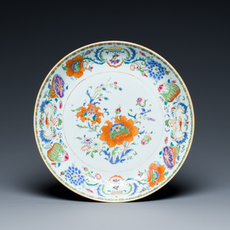 A Chinese famille rose 'Pompadour' dish, Qianlong, ca. 1745