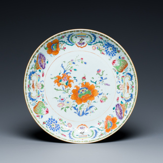 A Chinese famille rose 'Pompadour' dish, Qianlong, ca. 1745