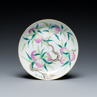 A Chinese famille rose 'nine peaches' plate, Guangxu mark and of the period