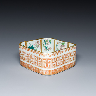 A square Chinese famille rose bowl, Daoguang mark and of the period