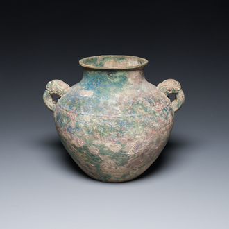 A Chinese archaic bronze wine vessel, 'lei', Eastern Zhou, Spring and Autumn period