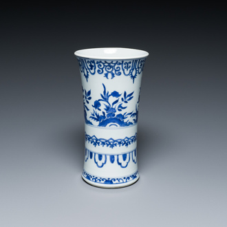 A Chinese blue and white vase with floral design, Kangxi