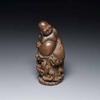 A Chinese bamboo sculpture of Buddha, 18/19th C.