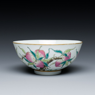 A Chinese famille rose 'nine peaches' bowl, Guangxu mark and of the period