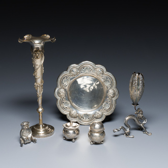 Six Chinese silver wares, 19th C.