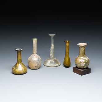 Five Roman glass flasks, 2nd/3rd C.