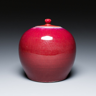 A Chinese flambé-glazed jar and cover, 19th C.