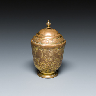 A gilt copper bowl and cover, 'tombak', Turkey, 18th C.