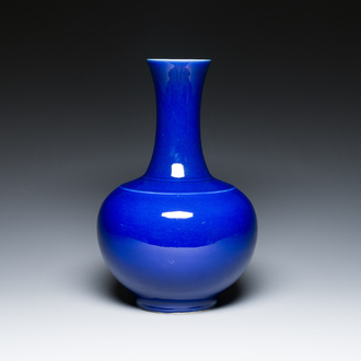 A Chinese blue-glazed bottle vase, Kangxi mark, Republic