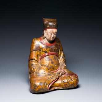 Bouddha en bois sculpté laqué et doré, Chine ou Vietnam, 16/17ème