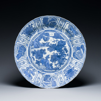 A massive Chinese blue and white kraak porcelain dish, Wanli