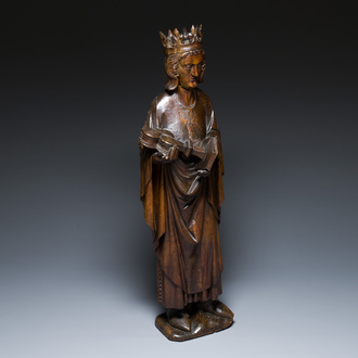 A French oak sculpture of King Louis IX or Saint Louis, 17th C.