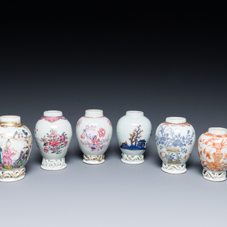 Six Chinese famille rose, Imari-style and iron-red tea caddies, Yongzheng/Qianlong