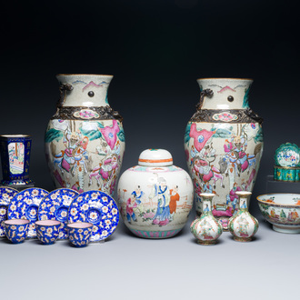Een diverse collectie Chinees porselein en Canton email, 18/19e eeuw