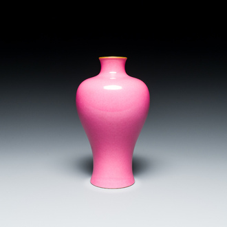 A Chinese pink-glazed 'meiping' vase, Yongzheng mark, Republic