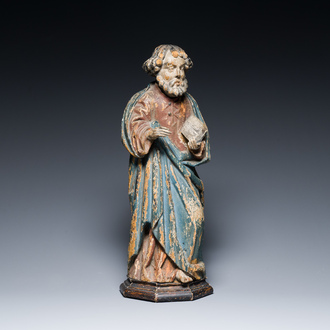 A Flemish polychromed carved oak figure of Saint Paul, 1st half 16th C.