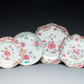 Four Chinese famille rose dishes, Qianlong