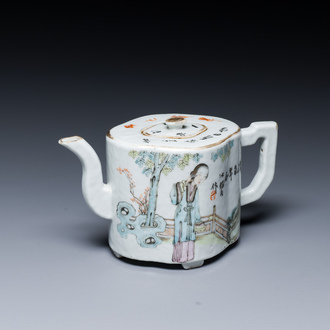 A Chinese qianjiang cai teapot and cover, signed Huang Ruming 黄汝铭, dated 1895